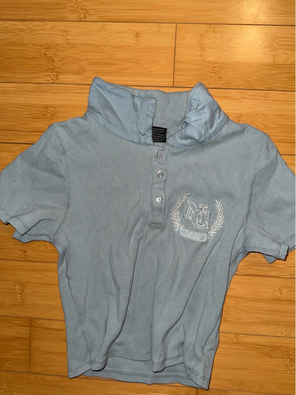 Named Collective Souvenir Polo CropTop in Vintage Blue (Size S/M)